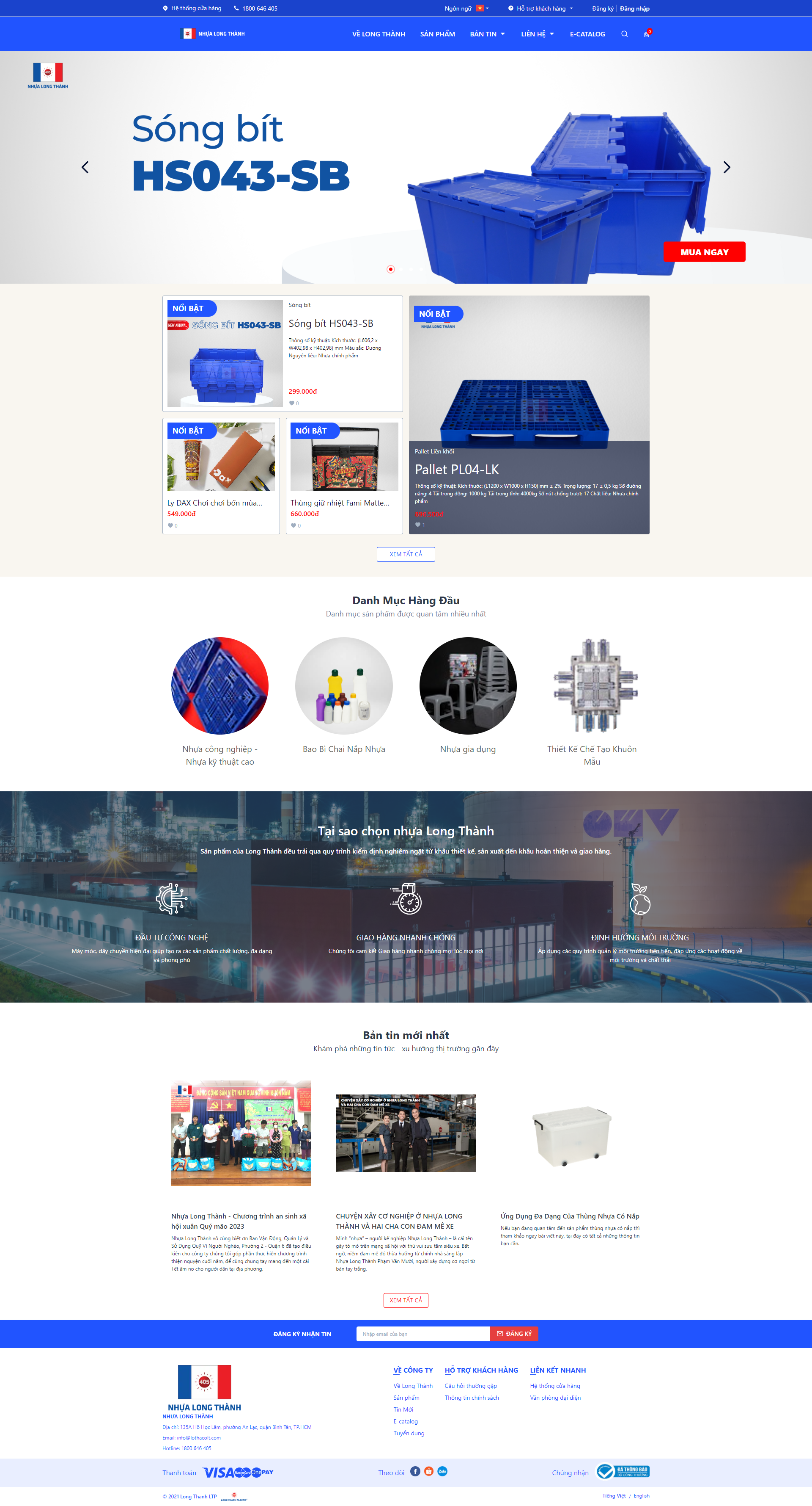 Mẫu website công ty sản xuất nhựa Long Thành